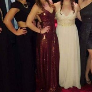 Burgundy Sequin Evening Dress